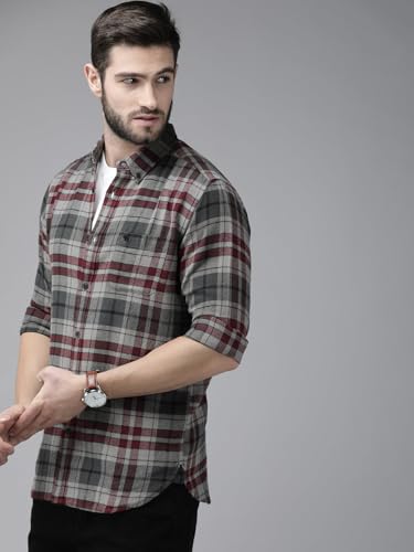 Image of THE BEAR HOUSE Men's's Checkered Flannel Shirt | Grey | TBH-KAMET-GY