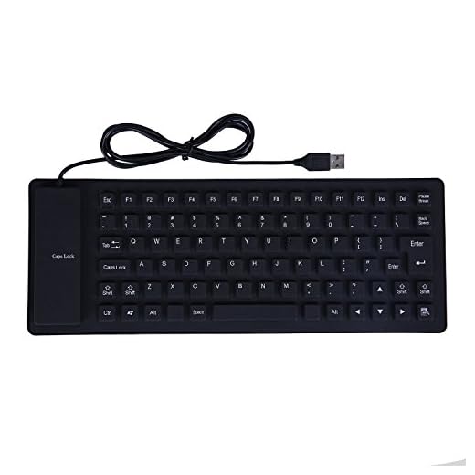 HDE Wired USB Spillproof Roll Up Portable Folding Pocket Silent Typing Silicone Keyboard