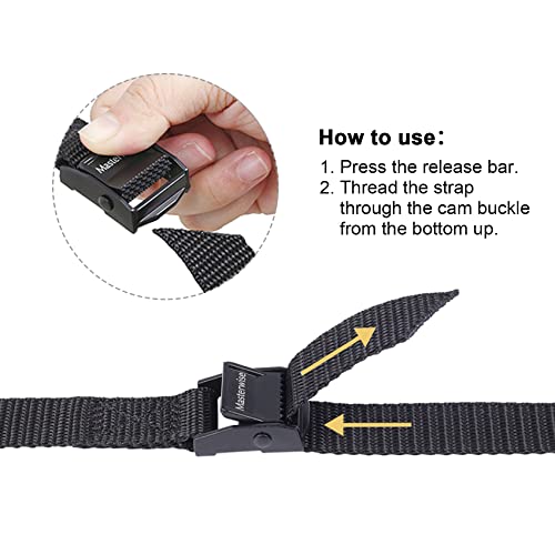 Masterwise Lashing Strap With Cam Buckles, Cinch Strap With Adjustable Buckle Tie Down Straps For Securing (3' X 0.75") #TOP4