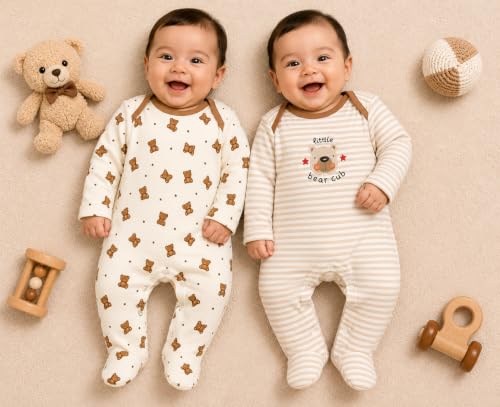 Image of EIO 100% Cotton Rompers Sleepsuits Jumpsuit Night Suits for Infants Newborn Baby Boys & Girls