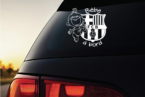 Sticker Autocollant Bébé à Bord FC Barcelone (Blanc)