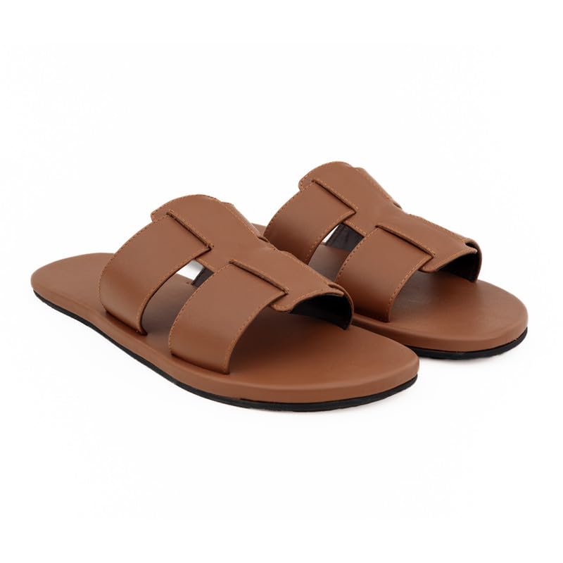 Paaduks Brown Flat Cloak Slides for Men|Soft Cushioned |Vegan Leather|Comfortable (B0D4G9LPMN) Amazon Price History, Amazon Price Tracker