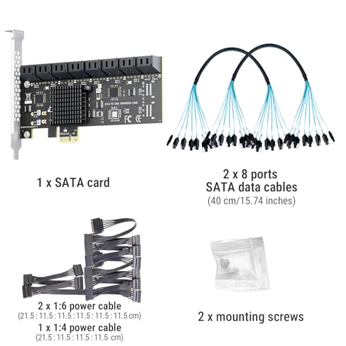 Image of 16-Port SATA Expansion Card (PCIe 3.0 x1 to 6Gbps SATA Card), Compatible with Windows /Mac /Linux /NAS