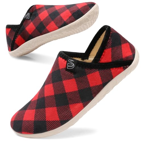 Spesoul Fuzzy House Slippers for Women Men Indoor Closed Back Lightweight Cozy Faux Furry Lining Barefoot House Shoes Slipper Socks for Bedroom Home Office Yoga Outdoor Walking Shoes 6.5-7.5 Women/5-5.5 Men