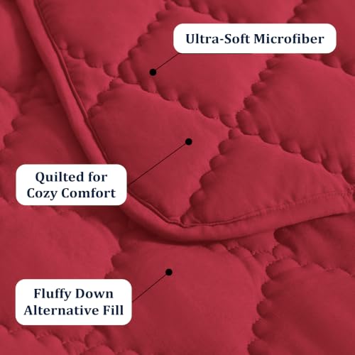 Image of BEDSUM Toddler Quilt 43x60, Microfiber Kids Quilt Toddler Bed, Red | Lightweight Soft Comfort for Toddler Beds, Daycare, Preschool Naps, Boys Girls, Machine Washable All Season Toddler Comforter