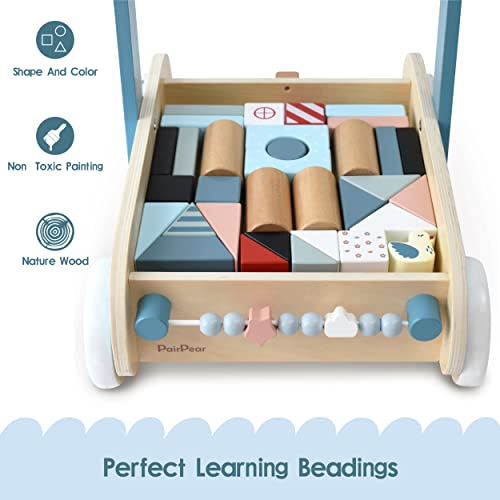 Pairpear Baby Walker With Breaks,Toddler Wooden Push Walker Toys,Baby Block Walkers For 1 Year Old And Up Boys And Girls Gift. #TOP3