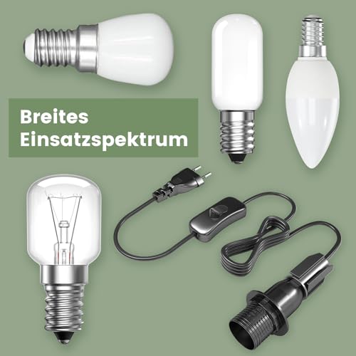 Bonlux Lampenfassung für Flaschen, Lampenfassung Flasche E14 mit Kabel und Schalter, Flaschenadapter Lampe, Flaschenlampenaufsatz, Flaschenlicht, DIY Flaschenlampe Aufsatz für Tischlampe, 2 Stück