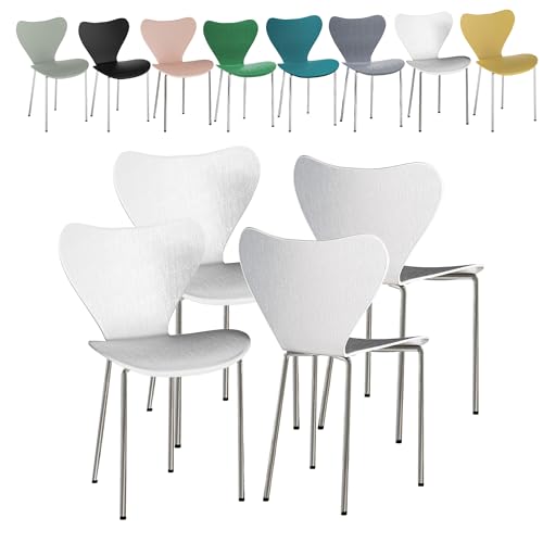 XUANYU Lot de 4 Chaises de Salle à Manger, pour Cuisine, Chaise à Dossier Haut en Plastique PP, Moderne Chaise à Manger Scandinavie, Chaises Empilable (Blanc 4Pcs)