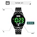 PASOY Touch Screen Digital LED Watch Green Highlight Backlight Stainless Steel WatchBand Waterproof Casual Sport Mens Womens Boys Watch (Silver)