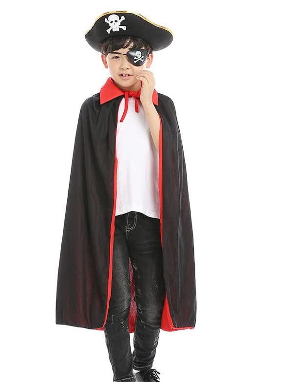 Baby & Sons Halloween Red Black Cosplay Pirate Cloak Set with Dracula Cloak & Eye Patch & Hat for Girl and Boy (3-4 Years) (B0BGD8F1TY) Amazon Price History, Amazon Price Tracker