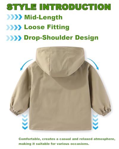 Image of Kids Boys' Windbreaker Jacket, Boys Zip Up Hoodie Coat Transitional Late Spring /Early Fall Jackets for Kids