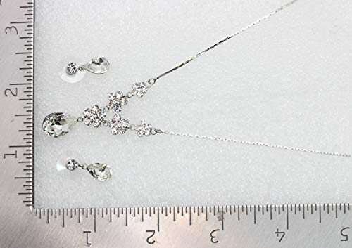 Image of Faship Gorgeous Rhinestone Crystal Floral Necklace Earrings Set