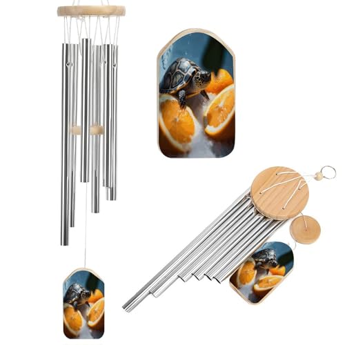 Outdoor Wind Chimes, Orange and Turtle Printed Wind Chimes,Simple Wind Chimes,Curtain Wind Chimes for Home Decoration