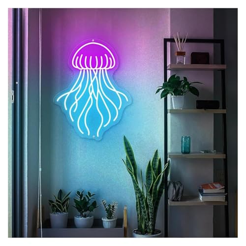Lampe néon méduse 37x47cm pour décoration murale de chambre
