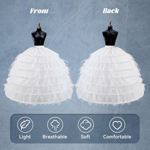Image of Ieuan Upgraded Enlarged Full White Ball Gown 7 Hoops Wedding Accessories Petticoat Underskirt Slips