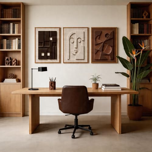 Image of CHDITB 3D Small Geometric Face Wall Art, Neutral Earth Tone Relief Decor