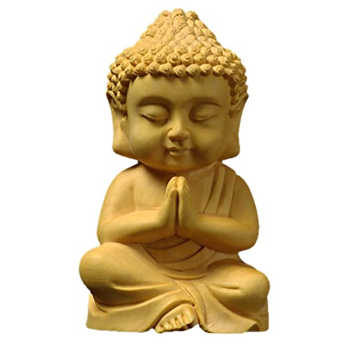 Estatua de Buda tallada a mano de Shakyamuni Buda Rudra hermosa talla hecha de madera natural arte budista, deidad guardiana, oración, talismán (tamaño: 6,9 cm) thumbnail