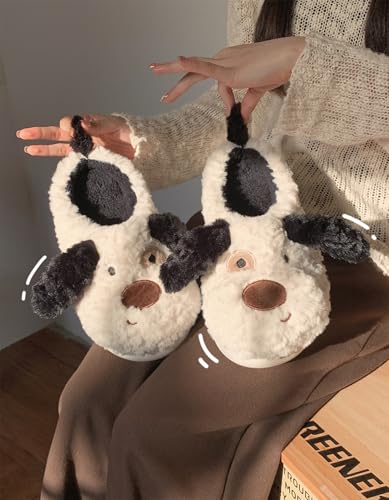 Dog Slippers for Women Men,Cute Fluffy Animal Slippers,Dalmatian Cotton Shoes,Warm Winter Wear Home Cozy Furry Soft Indoor Kawaii Shoes4