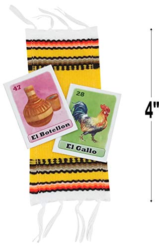 Mexican Bingo Game Fiesta Party with Serape Brooch - Cards Mexican Corsage, with Safety Pin - 12 Pack2