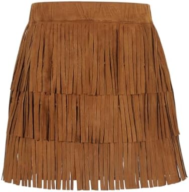 Noomelfish Girls and Women Suede Fringe Skirt Boho Tassel Layered...