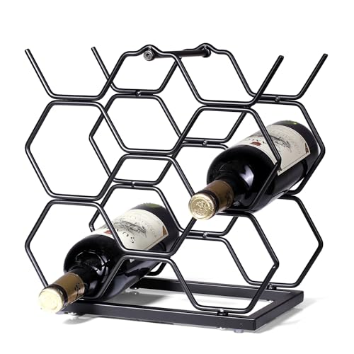 Drincarier Small Wine Racks Countertop (8 Bottle Capacity),Metal Wine Bottle Holder Modern Black for...
