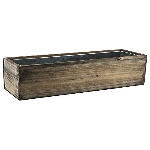 Cys Excel Rectangular Planter Box With Removable Zinc Metal Liner (H:8" Open:32"X8") | Multiple Size Choices Wood Rectangular Planter | Indoor Decorative Window Box #TOP1