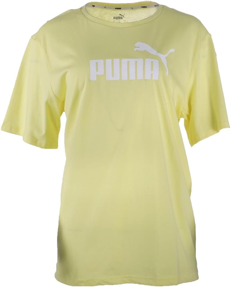 PUMA Womens Boyfriend Logo Tee Shirt (Large, Yellow Pear White)