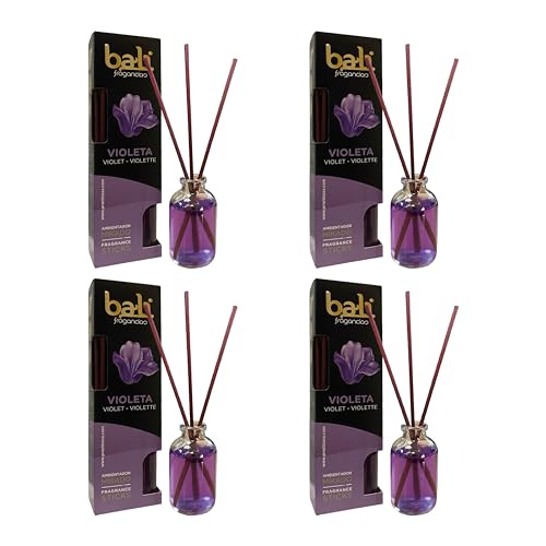 Pack de 4 Bali fragancias Ambientador Mikado VIOLETA Difusor con...
