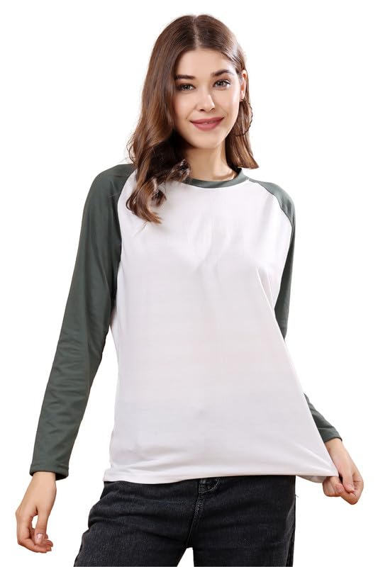 Image of London Hills Women's polyester Regular Fit Raglan Tshirts || Raglan Sleeve Tshirt || Full Sleeve t Shirt || Raglan Tops|| Regular Tshirt