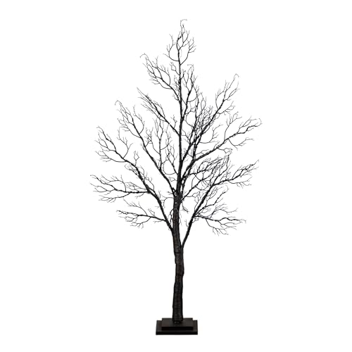 Nearly Natural 4ft Pre-Lit Halloween Twig Artificial Fall Tree with 160 Orange & Purple LED Lights