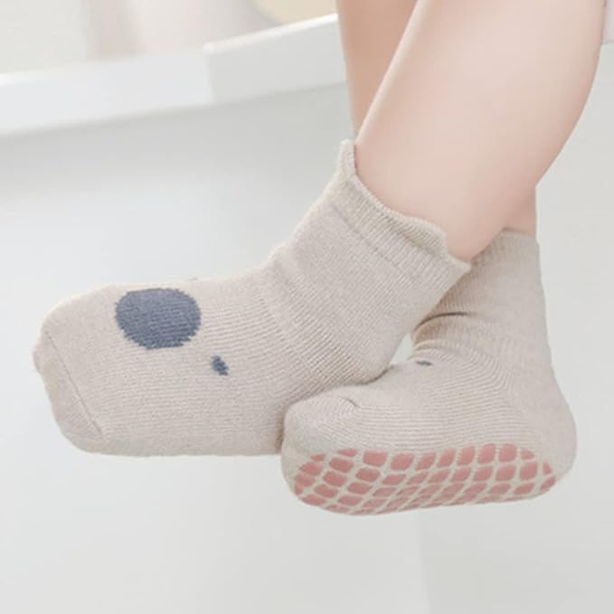 Cartxomy Slip Ankle Length Socks with Non Skid Rubber Grips for 1-3 Years Kids, Boys & Girls (Pack of 5 Pairs), Assorted 2