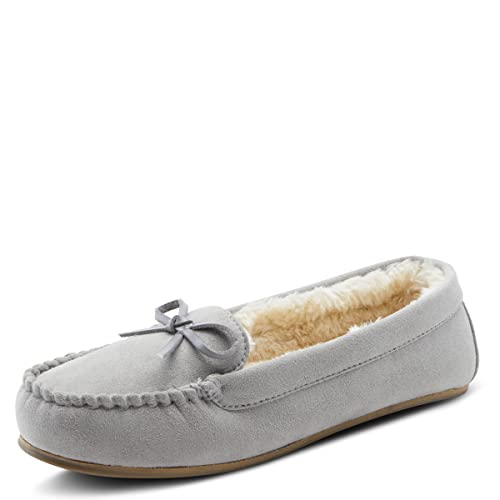 Flexus Spring Step Danda Moccasin Slippers for Women - Faux Fur Shoes for Indoor Use - Comfortable Slip-On House Slippers
