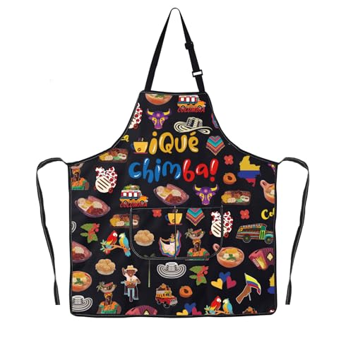G2TUP Colombia Aprons With Pocket Colombian Cooking Apron Colombian Flag Apron Colombiana Kitchen Gift (Qué chimba apbl)