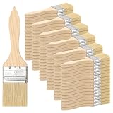 CHUENHEI 100 Stück Flachpinsel 50mm Breit, Acrylfarbe Pinsel mit Holzgriff, Malerpinsel Lasurpinsel Pinselset für Malen, Heimwerken, Renovierung, Wandfarbe