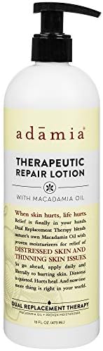 Adamia Therapeutic Repair Lotion with Macadamia Nut Oil and Promega-7, 16 Fl Oz Bottle- Fragrance Free, Paraben Free, Non GMO, White