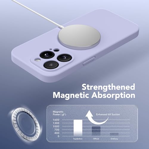 Image of Magnetic for iPhone 13 Pro Max Case, Compatible with MagSafe, [Full Camera Protection][Screen Protector] Silicone Shockproof Protective Phone Case for iPhone 13 Pro Max 6.7 inch, Lilac