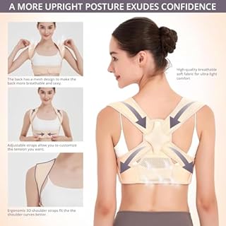JMPOSE Posture Corrector for Back Support: Adjustable Shoulder Posture Brace for Men and Women (Beige, Large/X-Large)