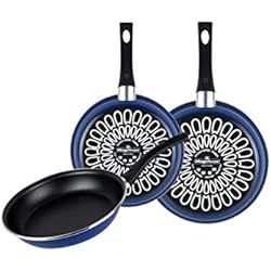 Sartenes Magefesa Azules MAGEFESA Paula Lote Sarténes en acero esmaltado vitrificado, Apto inducción y lavavajillas, Azul, 18/22/26 cm
