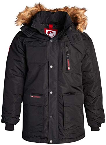 ''CANADA WEATHER GEAR Mens Heavyweight Teflon Canvas Parka Jacket, Size X-Large, Black/Zip Pocket''