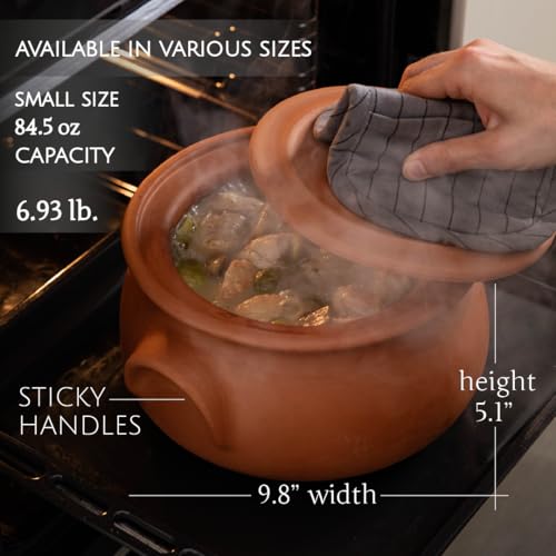Hakan Suphan Handmade 2.6-Quart Small Clay Cooking Pot with Lid, Unglazed Natural Cookware, Terracotta Cazuela, Casserole Dish, Rice Cooking, Stewpot, Korean, Indian, Mexican Dish 2.5 L - Thumbnail 5