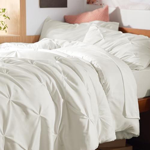 Image of Bedsure Twin XL Comforter Set Ivory - Dorm Room Essentials, Extra Long Twin XL Bedding Set with Sheets, All Season Down Alternative Comforter with Sheets, Pillowcase & Sham