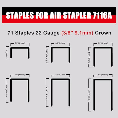 Image of AEROPRO Tools 7116A 22 Gauge Air Stapler Pneumatic Staple Gun, 71 Series 3 /8 Inch Crown 1 /4-Inch to 5 /8-Inch Upholstery Stapler for Upholstering, Woodworking and DIY Projects