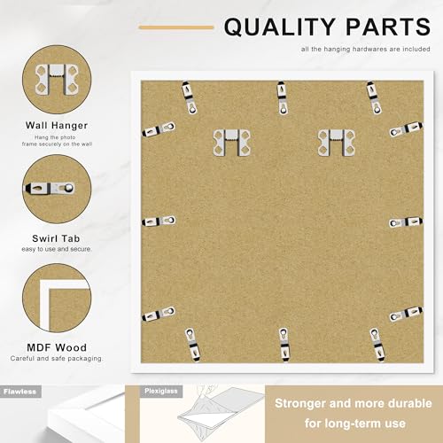 Picrit 20x20 Picture Frame 3 Pack, White Poster Frame, Display Poster 16 x 16 with Mat or 20 x 20 without Mat for Horizontal or Vertical Wall Mounting