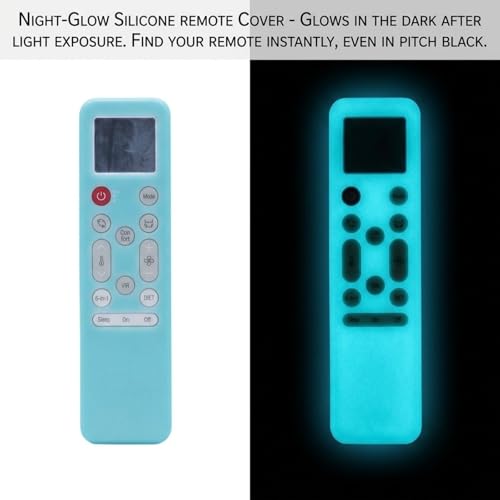 Image of Silicone Cover Compatible with LG Smart /Dual Inverter Air Conditioner Remote Control, Shockproof, Stylish, Easy to find in Darkness - Glow in Dark Blue-2
