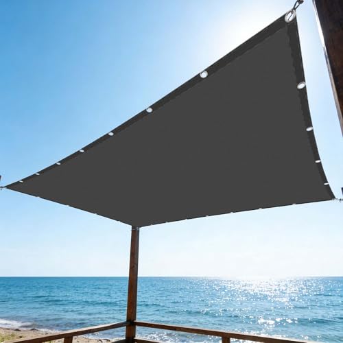 Auvent de terrasse rectangulaire gris foncé pour abri de jardin 140x360