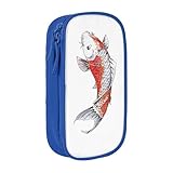 日傘 鯉柄 和柄 和風 ペンケース 収納バッグ 筆袋 ペン箱 筆箱 ファスナー 学生 男女兼用 Blue