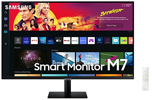 Samsung 32-inch(80cm) LED 3840 x 2160 Pixels M7 4K UHD Smart Monitor, Type-C, Smart TV apps, TV Plus, Office 365, Apple Airplay, Dex, Bluetooth, IOT, Speakers, Remote (LS32BM700UWXXL, Black) Samsung 32-inch(80cm) LED 3840 x 2160 Pixels M7 4K UHD Smart Monitor, Type-C, Smart TV apps, TV Plus, Office 365, Apple Airplay, Dex, Bluetooth, IOT, Speakers, Remote (LS32BM700UWXXL, Black)