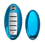 iJDMTOY (1 Exact Fit Gloss Metallic Sky Blue Smart Key Fob Shell for Nissan Armada Rogue GT-R Murano Pathfinder Sentra Leaf Titan (4-Button only)