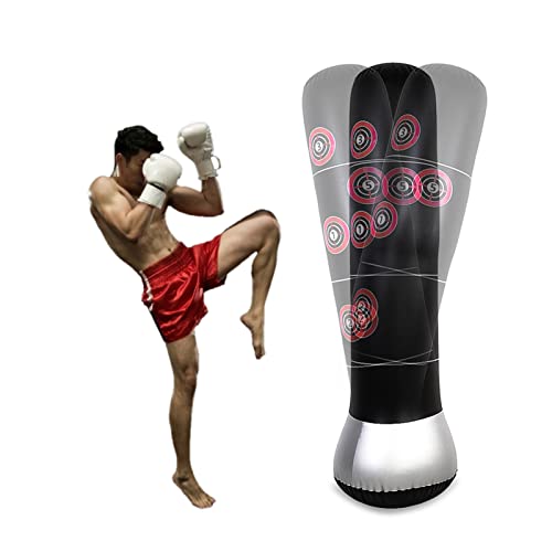 lahomie Juego de saco de boxeo grueso, saco de boxeo inflable, saco de boxeo de pie libre, saco de entrenamiento de fitness, pelota de velocidad con bomba de pedal de inflado de aire, para adultos y Cover