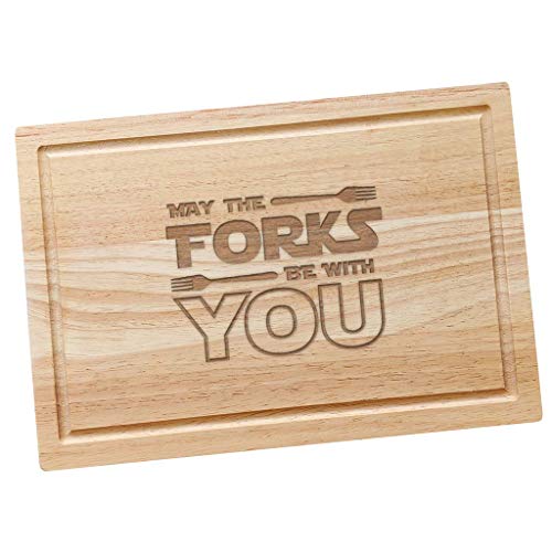 Tabla de cortar con texto en inglés 'May The Forks Be With You Star Wars,Star Wars Kitchen Gifts For Men or Women,Star Wars Grabado Cheese Board,BBQ Housewarming Gifts,Star Wars Presents
